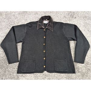 Vintage Tally Ho Sweater Womens Medium Black Removable Double‎ Sided Collar